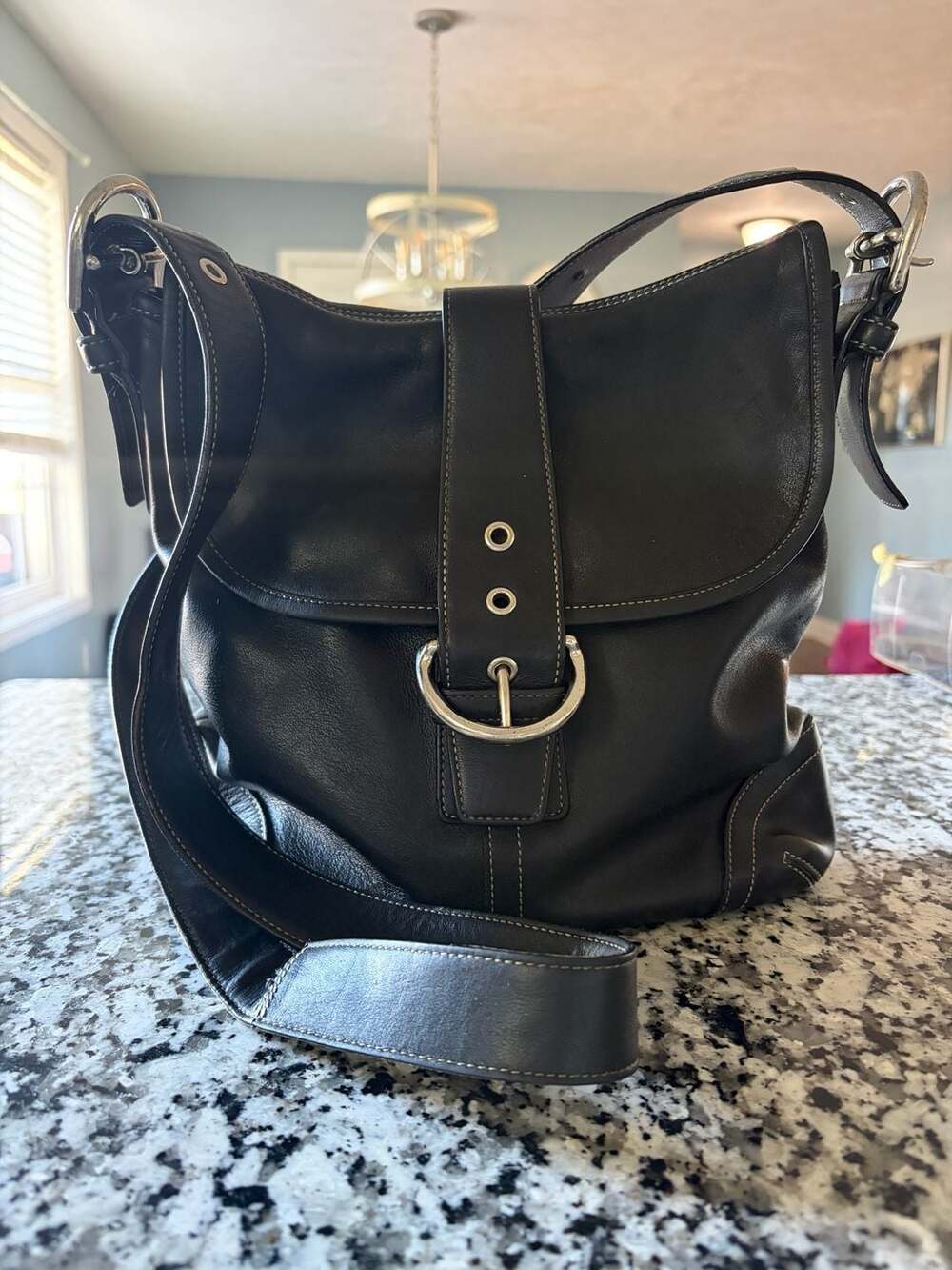 Coach 9480 Soho Black Leather Buckle Shoulder Bag